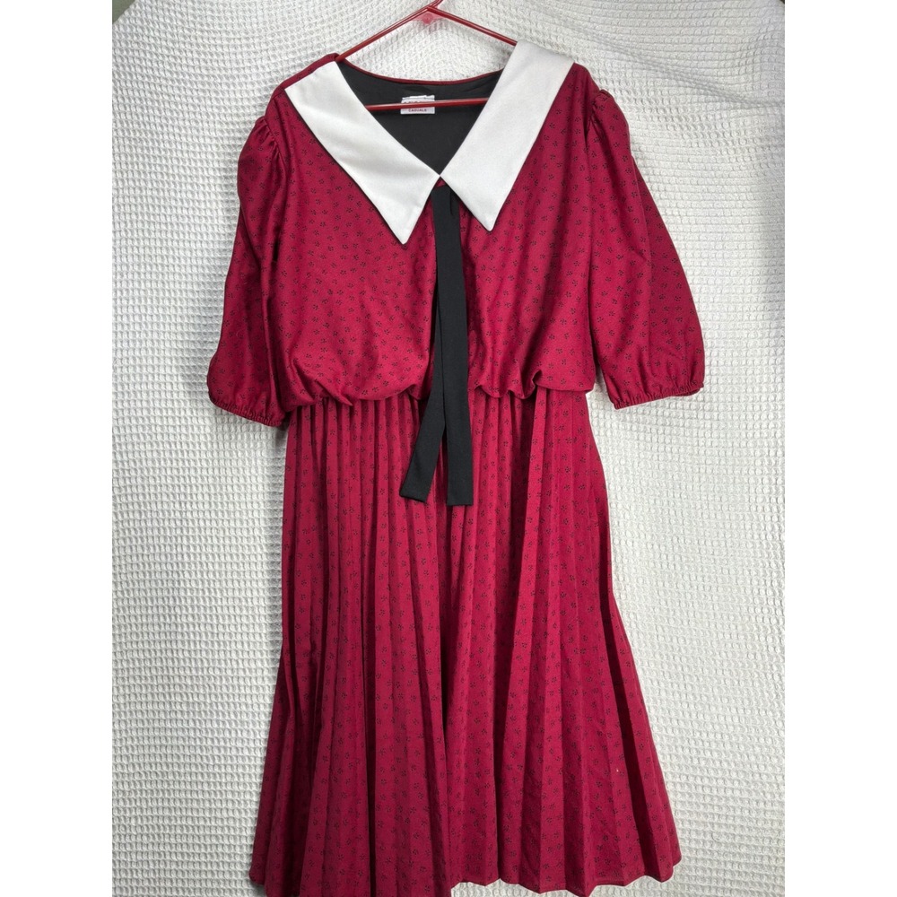 Cottagecore Womens Ms Lea Casuals Pleated Midi Dress 22.5 Red